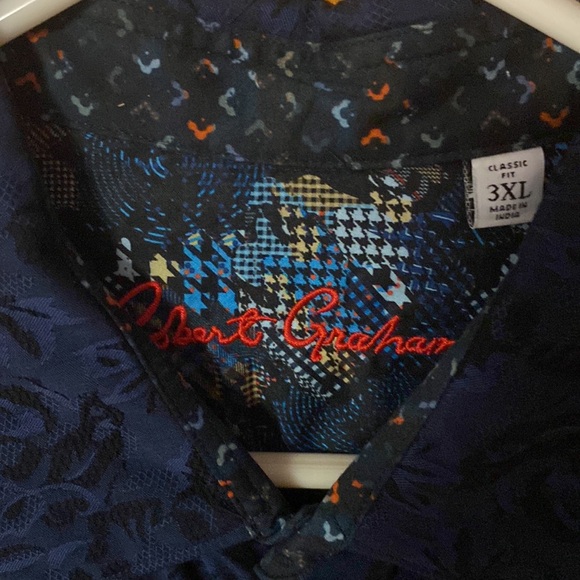 Robert Graham Men’s Casual Button Down Shirt in Dark Blue Floral Pattern 3XL - Picture 2 of 5